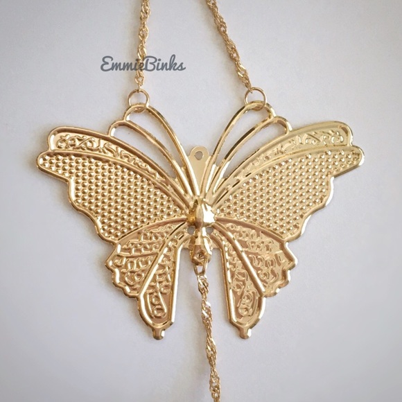 💥3for$28  New Golden Butterfly & Turquoise Marbled Crystal Charm Necklace - Picture 7 of 14